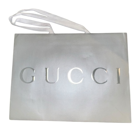 Gucci Extra Large Silver Shopping Tote + Logo Ribbon – 19x14x7 – Excellent - Picture 1 of 5